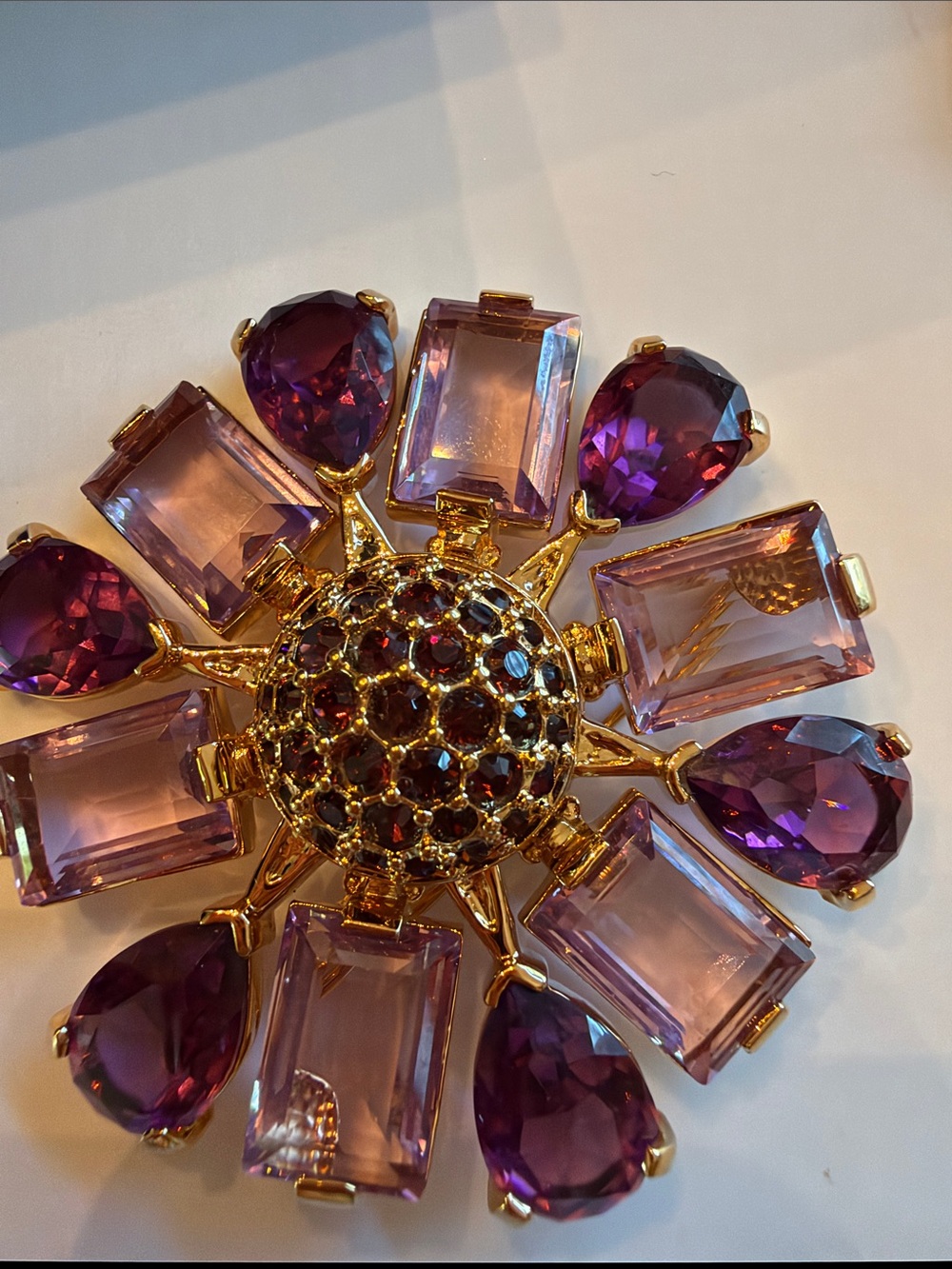NIBAuthenticSwarovskiAustriaFlowerBroochAmethysRhinestonesCrystalsCertificateTag